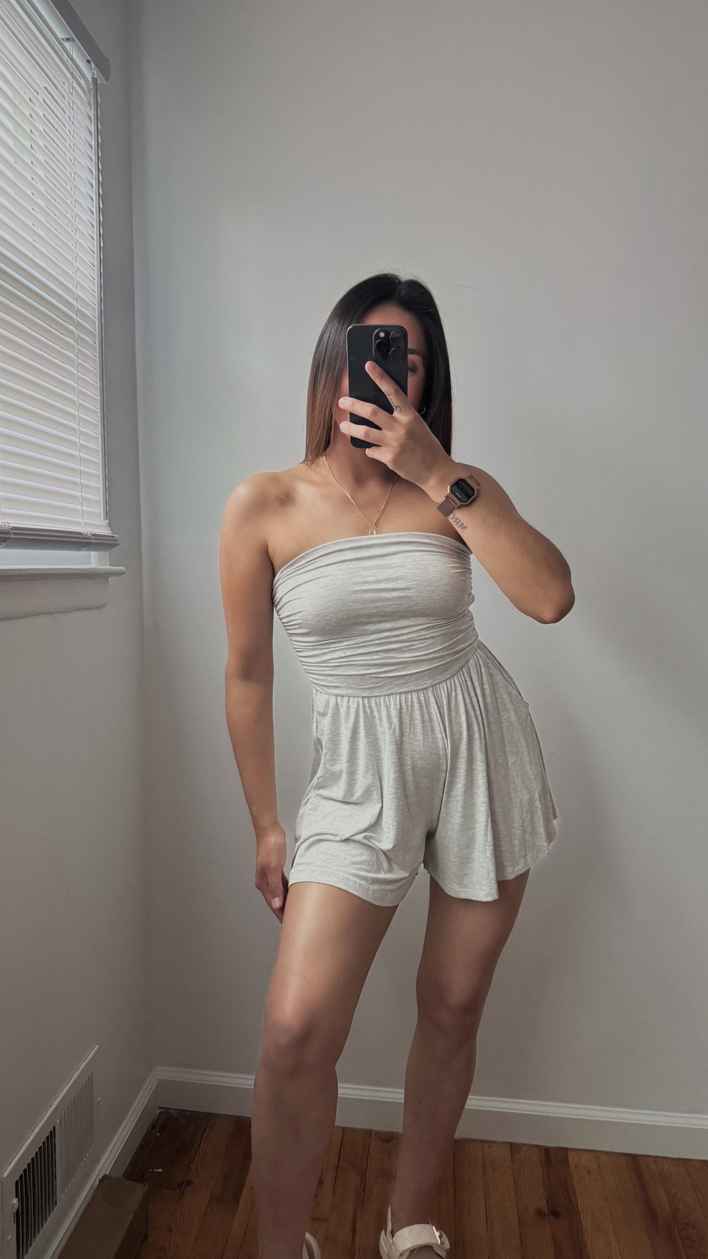 Rever Shirring Romper