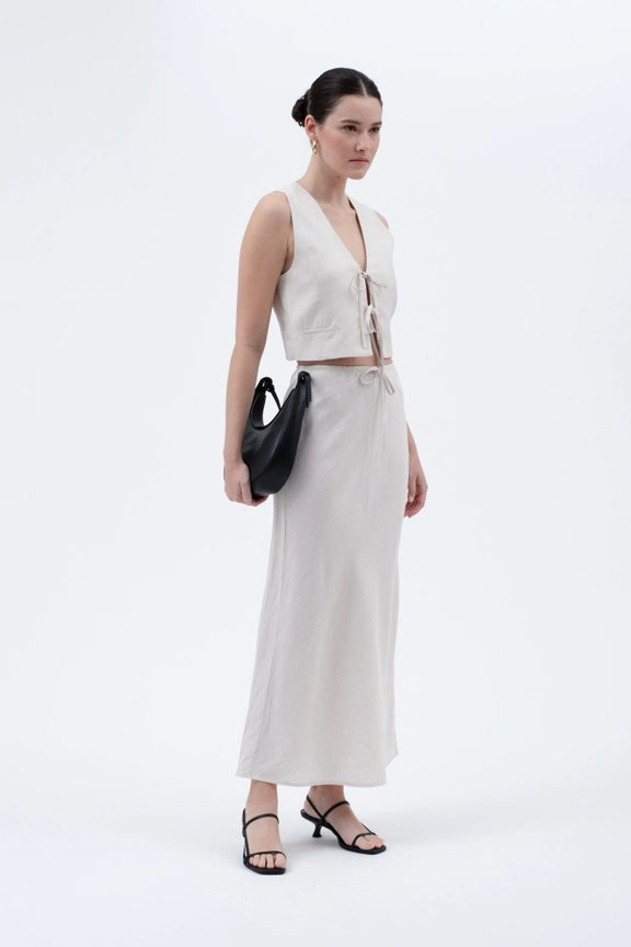 Elsie Linen Skirt Natural