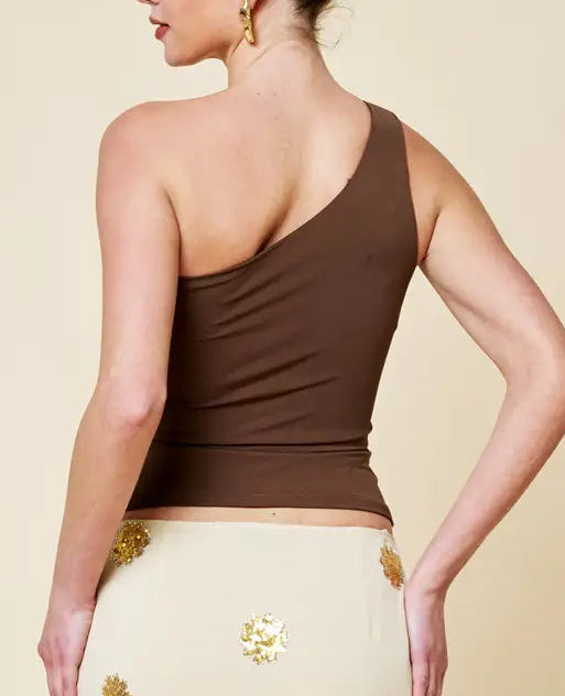 Tessa One Shoulder - Brown