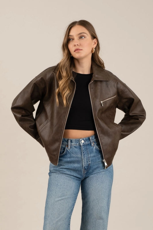 ROSIE OVERSIZED LEATHER JACKET