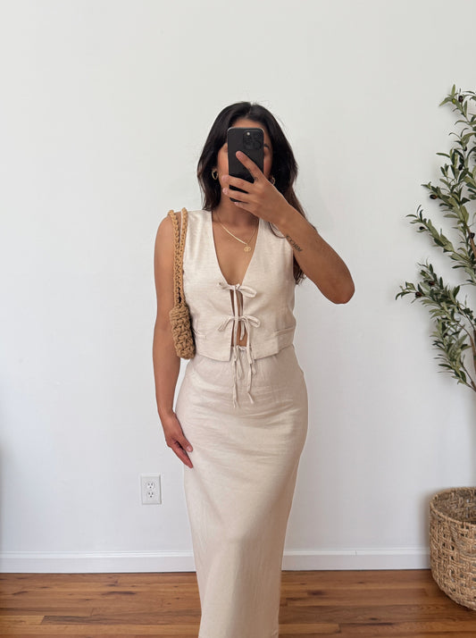 Elsie Linen Skirt Natural