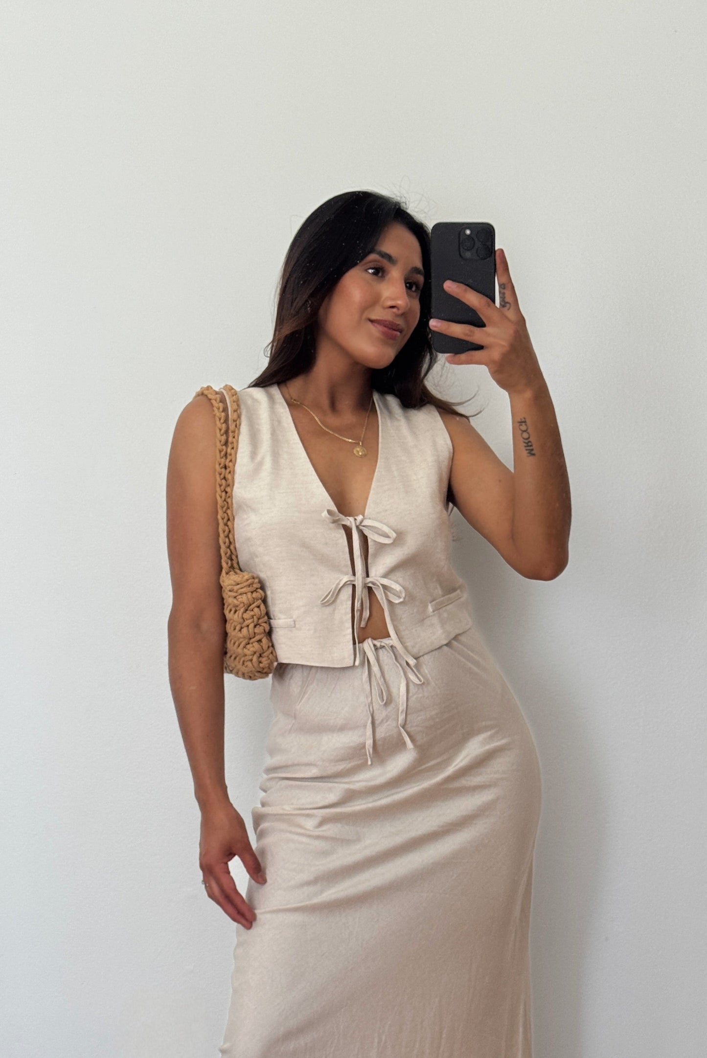 Elsie Linen Skirt Natural