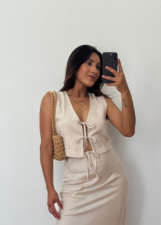 Elsie Linen Vest Natural