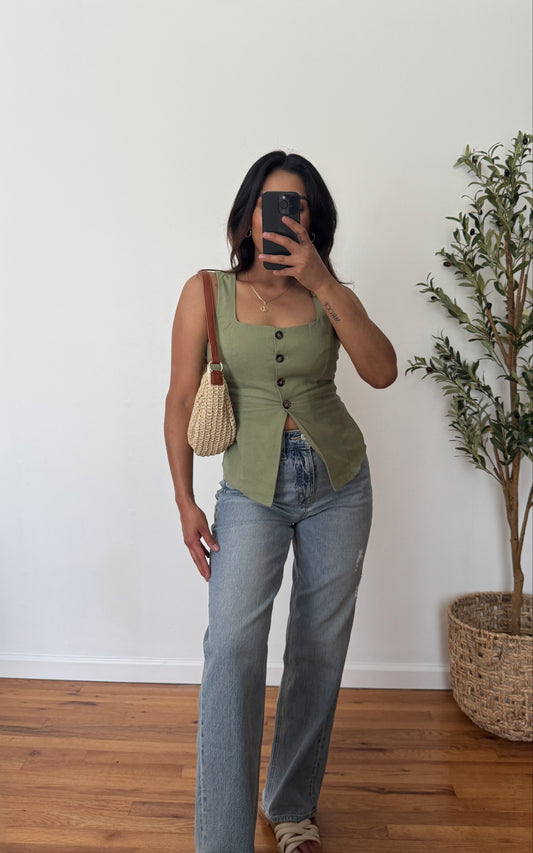 Capri Linen Split Vest