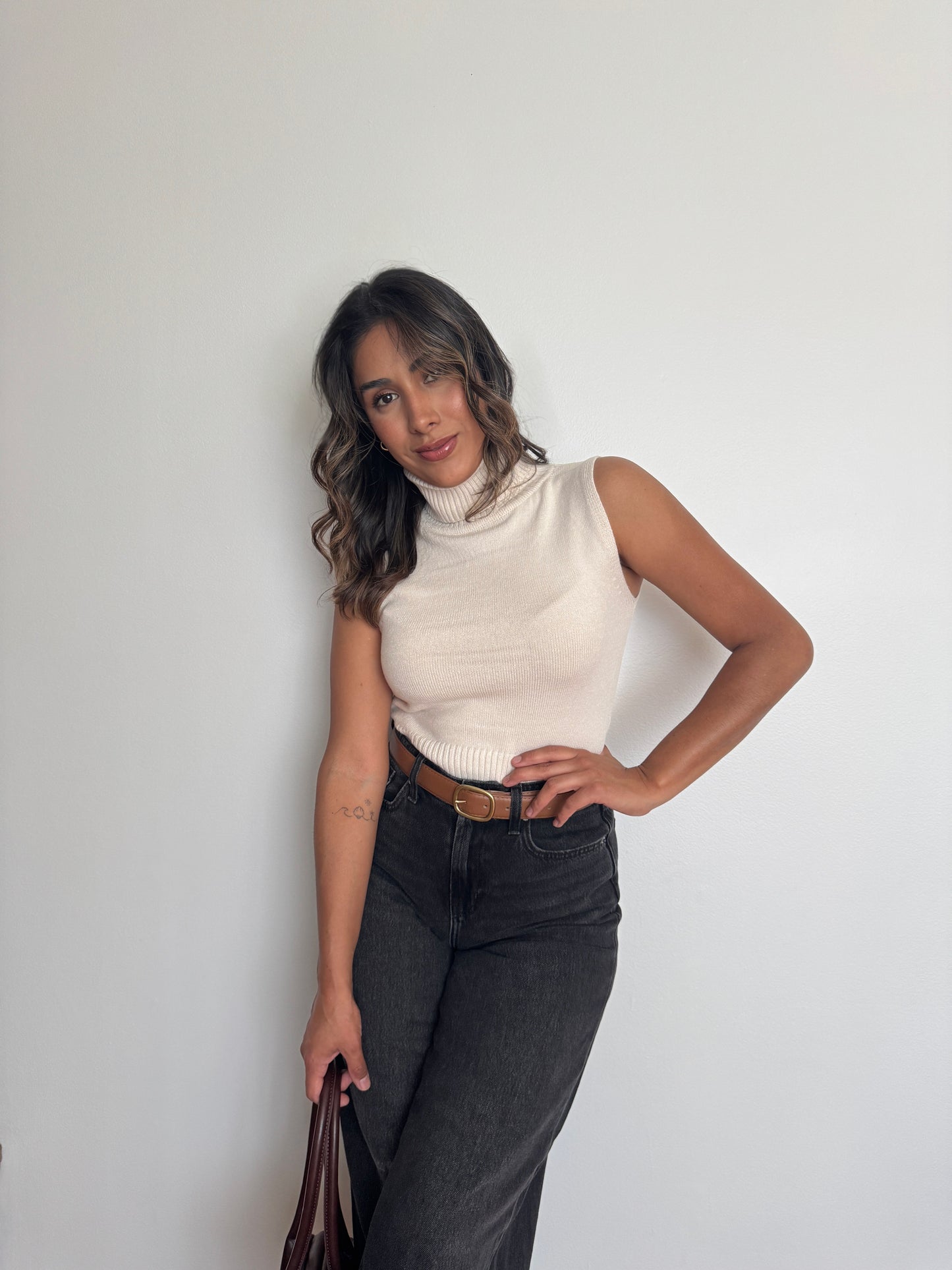 Amber Turtle Neck Top  - Ivory