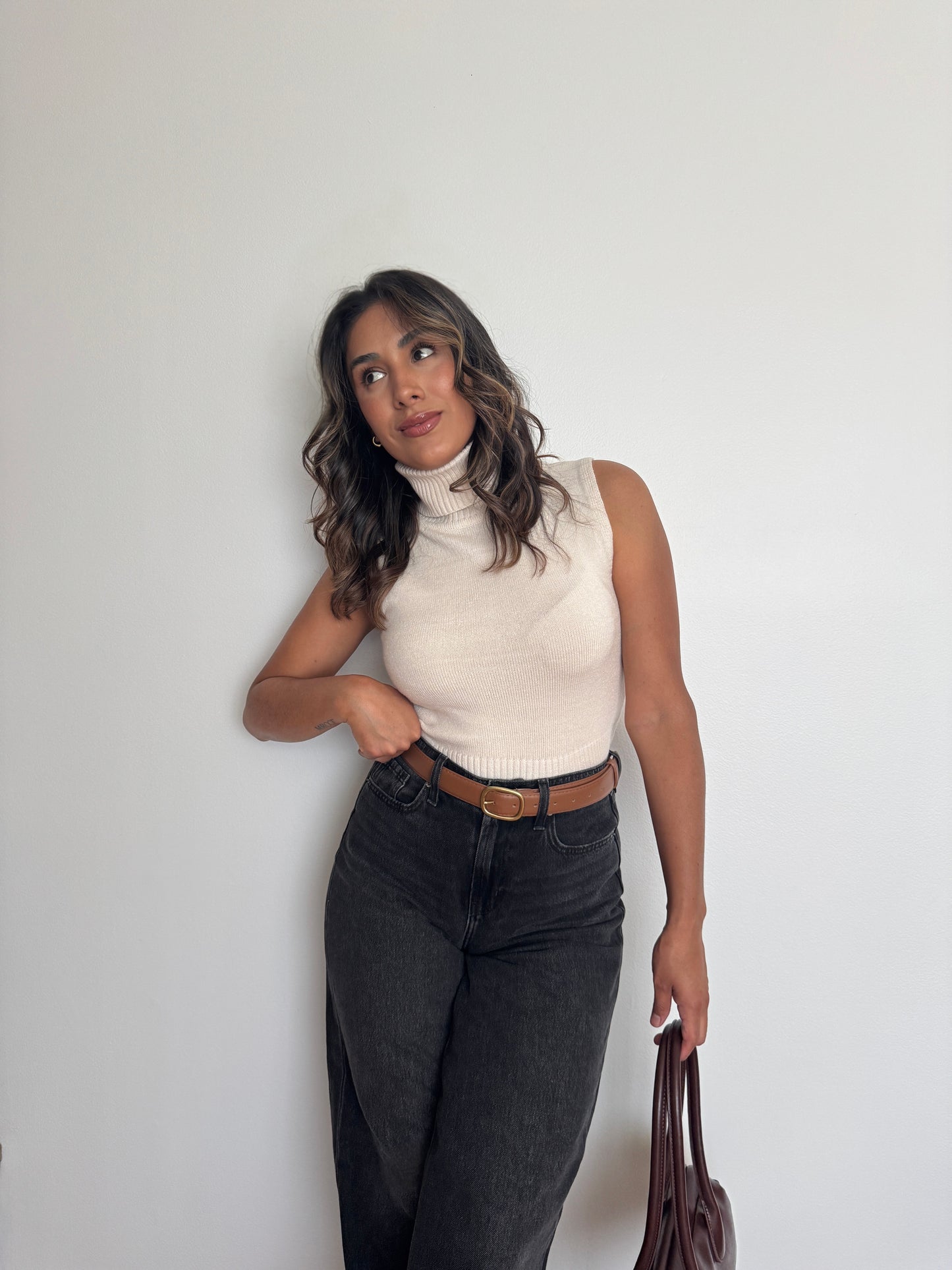 Amber Turtle Neck Top  - Ivory