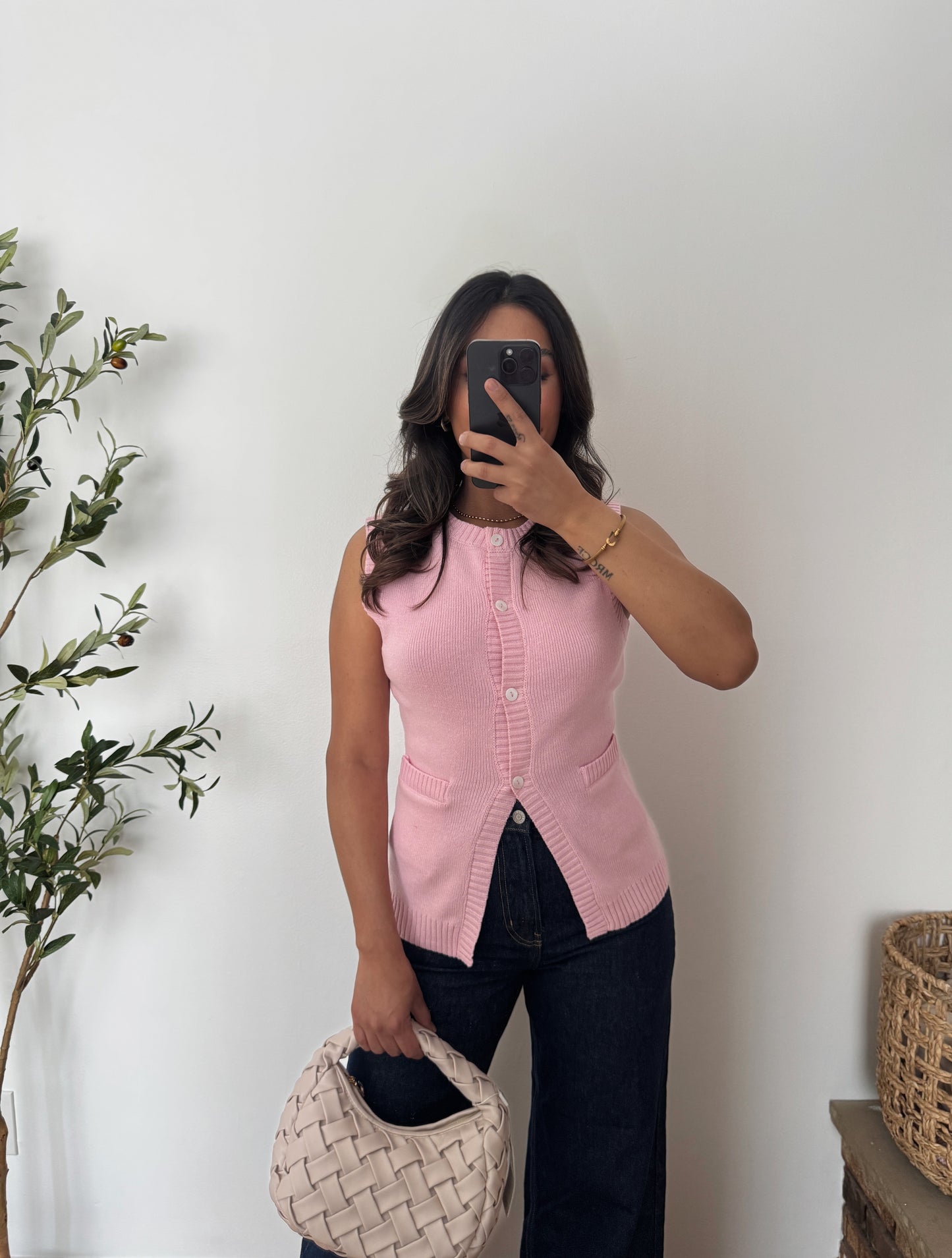 Bella Knit Vest - Pink