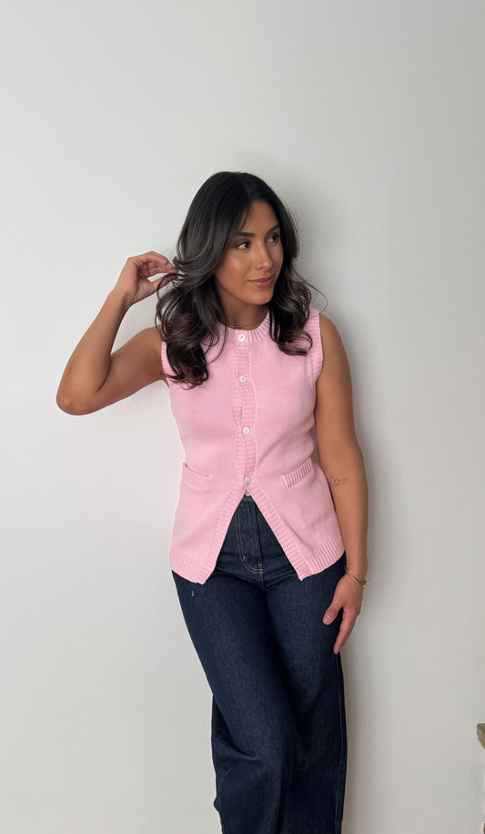 Bella Knit Vest - Pink