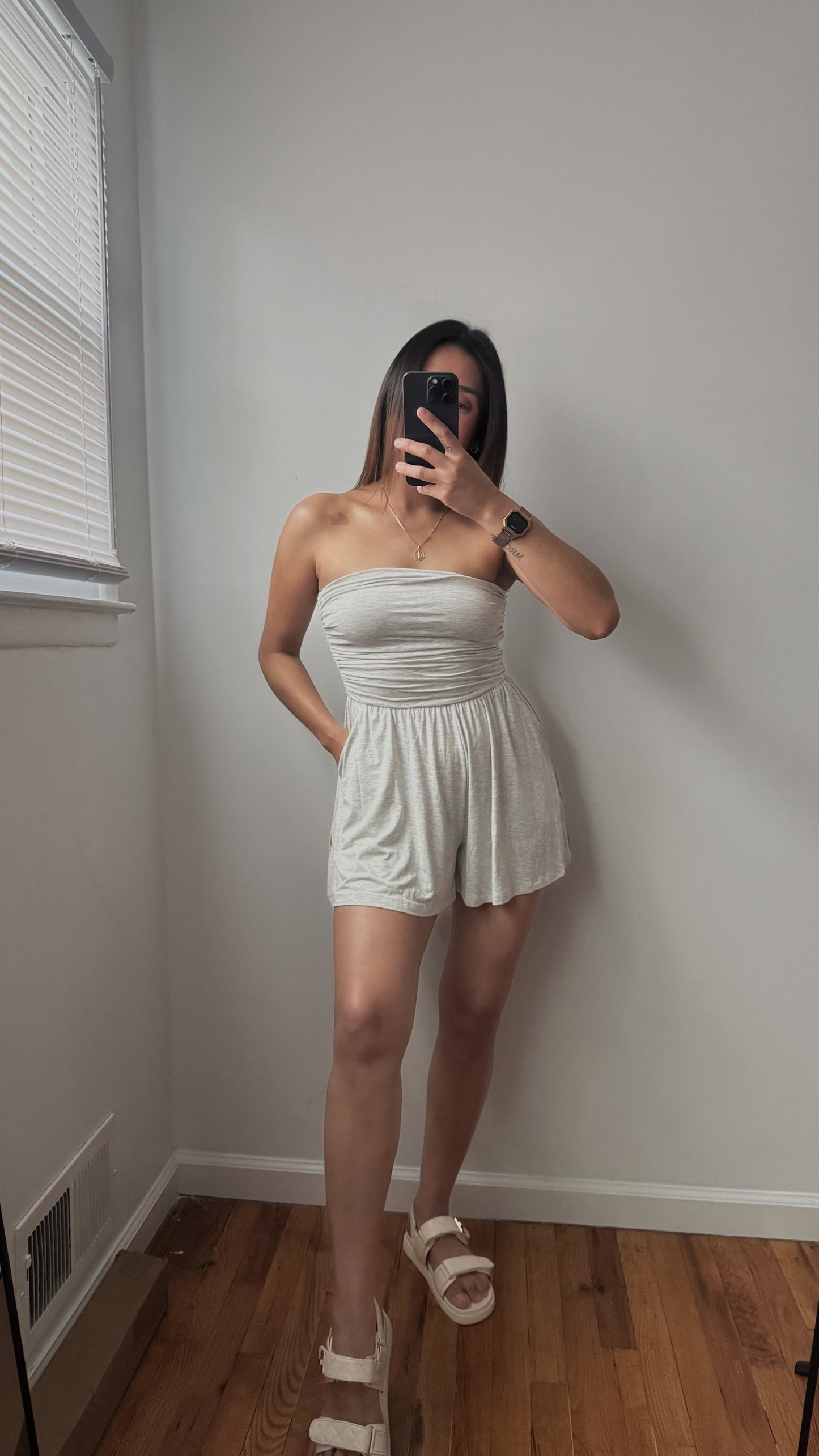 Rever Shirring Romper