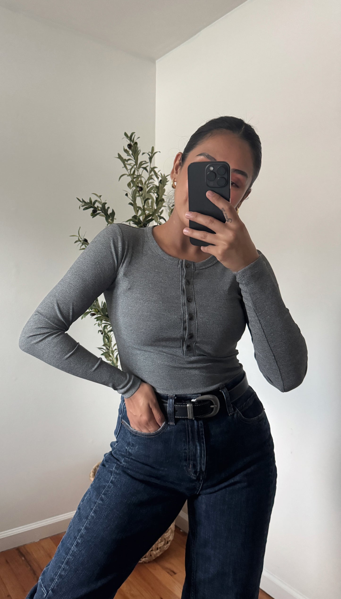 Ribbed Long Sleeve - Grey