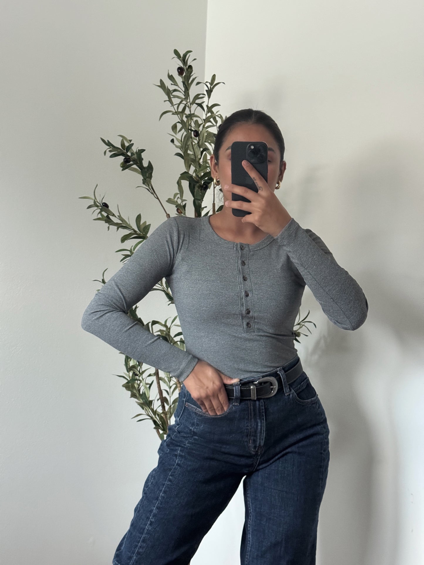 Ribbed Long Sleeve - Grey