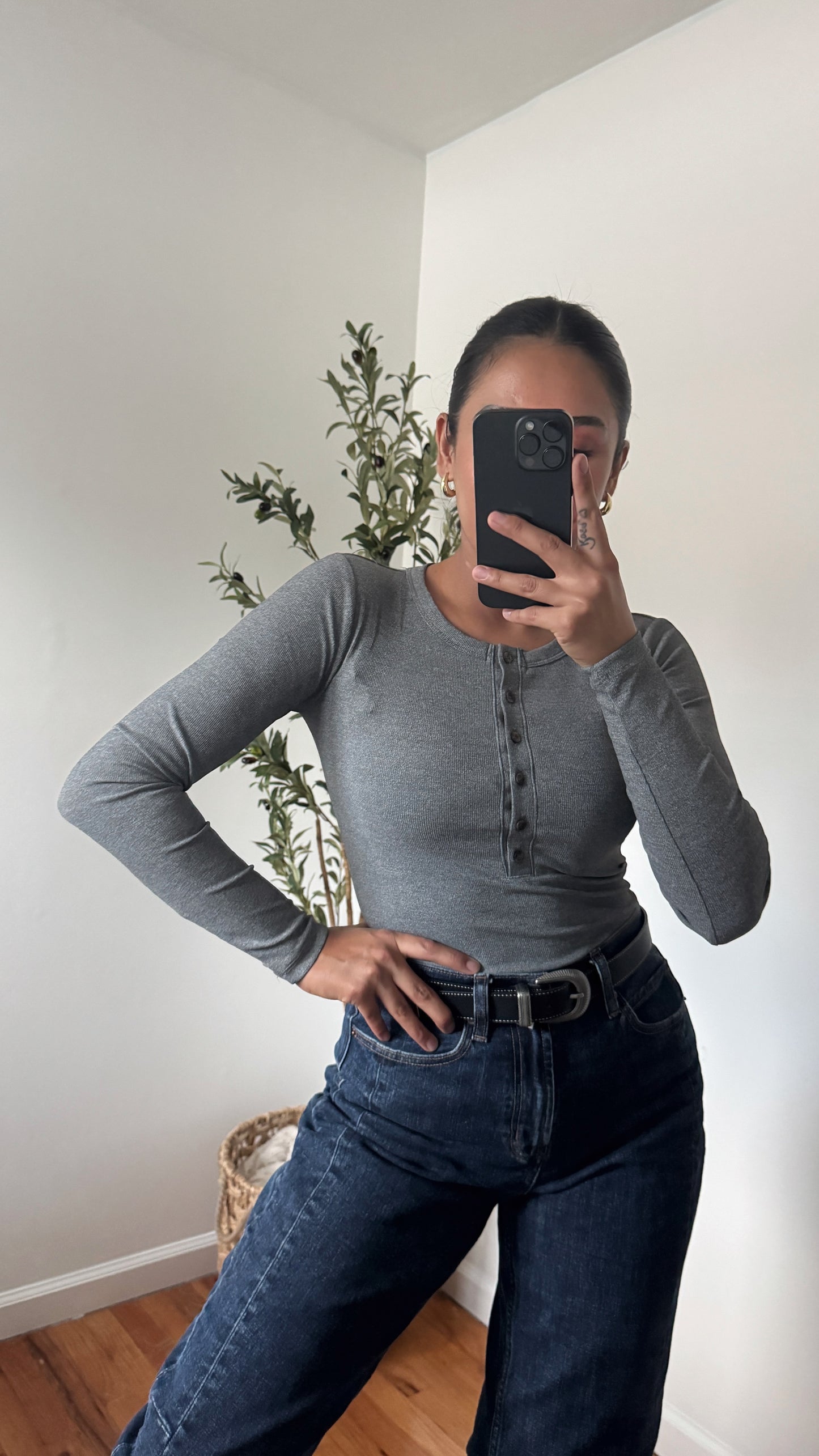 Ribbed Long Sleeve - Grey