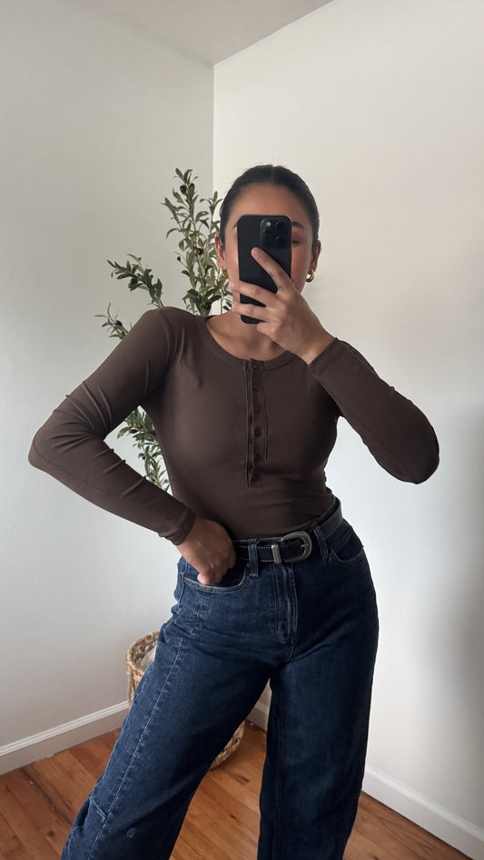 Ribbed Long Sleeve - Dark Brown