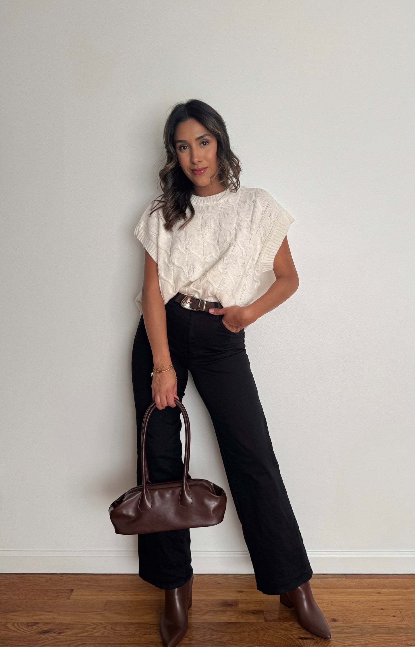 Reid Cable Knit Vest - Cream