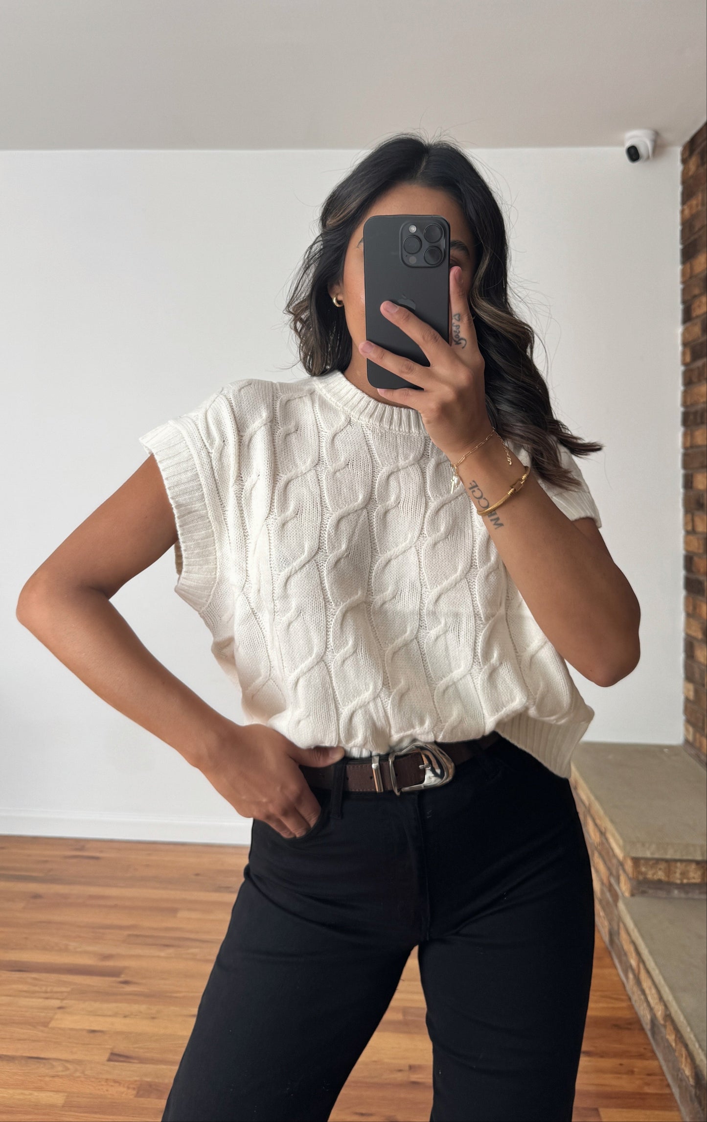 Reid Cable Knit Vest - Cream